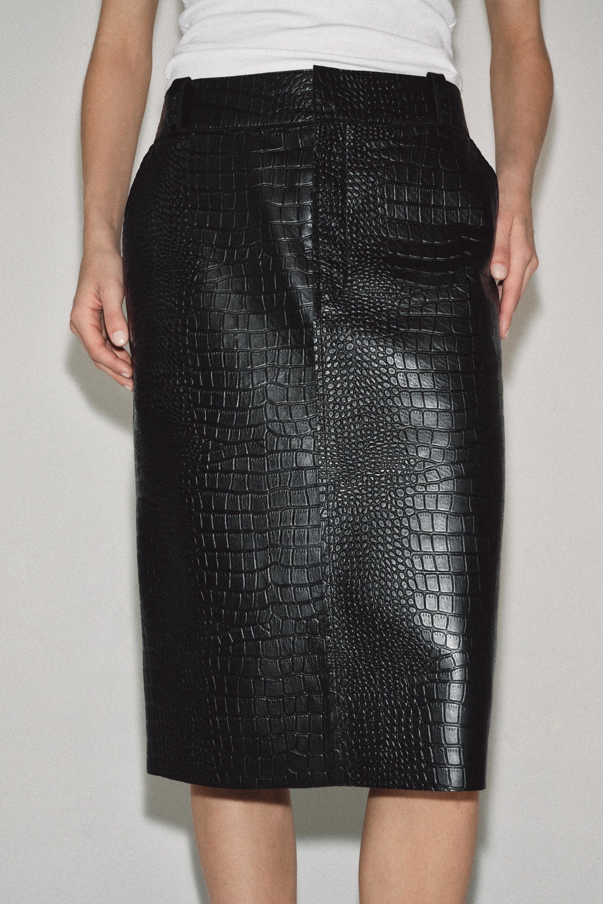 JUPE EN CUIR FAÇON CROCO ZW COLLECTION ÉDITION LIMITÉE